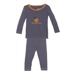 3/$30 Kickee Pants Kids 10 Halloween Pumpkin 2-piece Pajamas